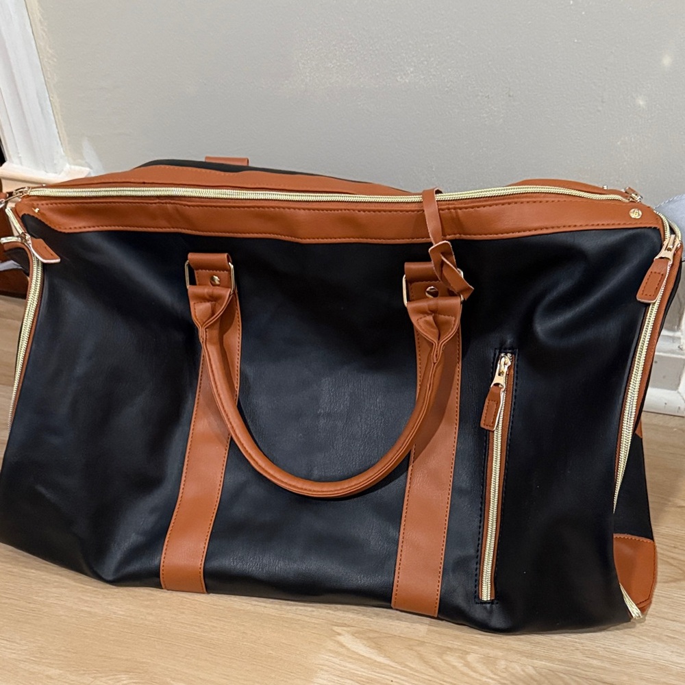 Chic Black and Tan Women's Duffel Bag